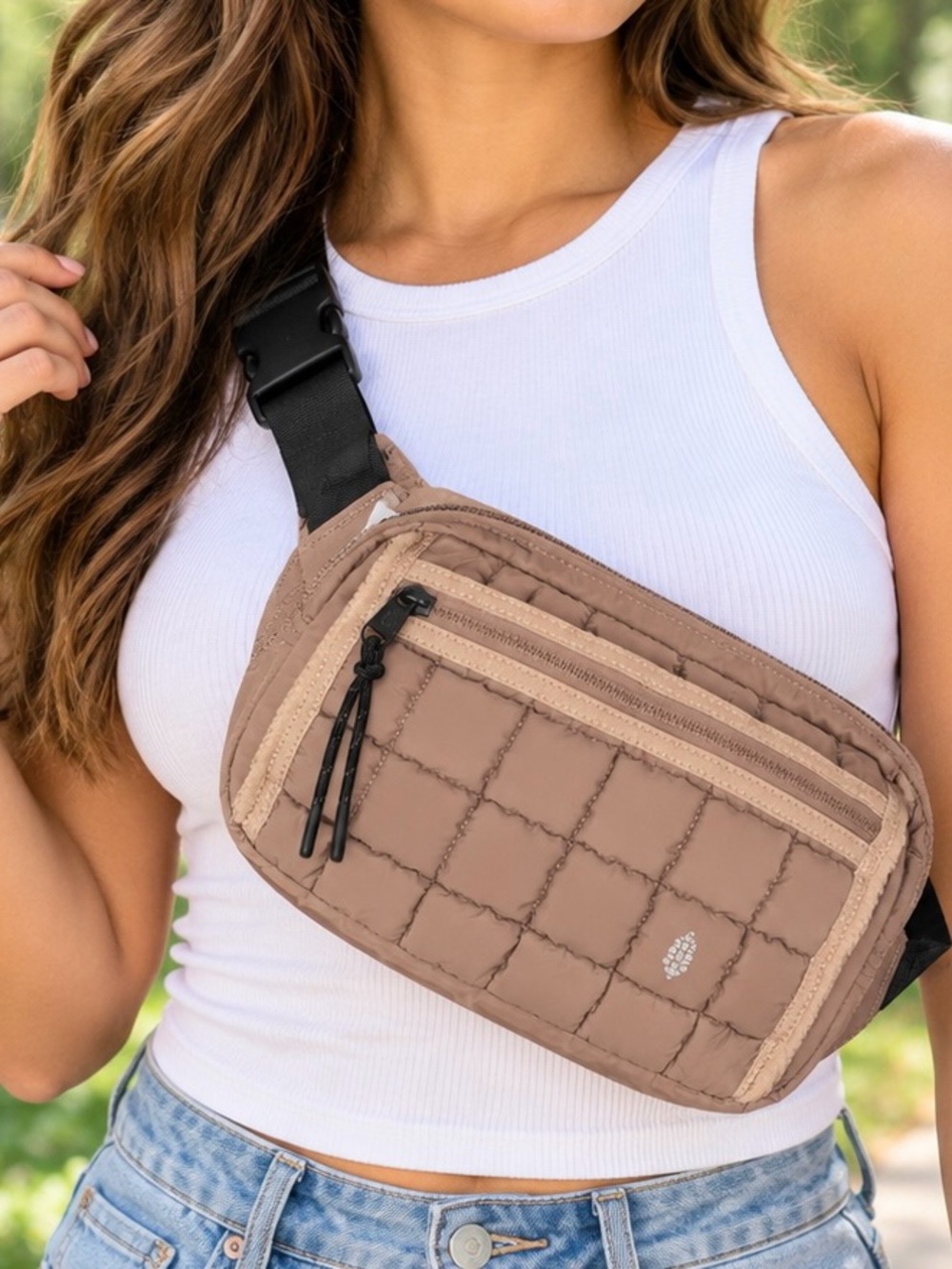 We The Free Quilted Crossbody Bag - Taupe
